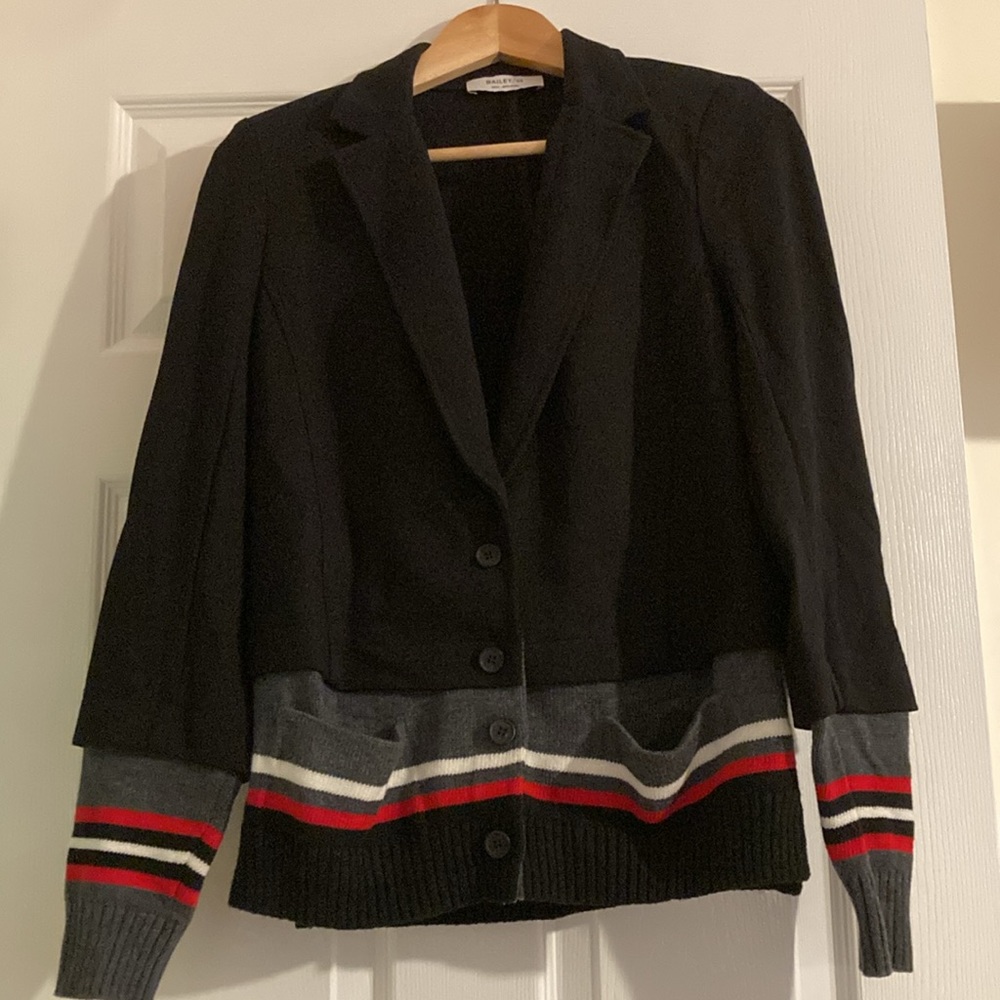 Bailey‎ 44 Audrey Mixed Media Blazer Black Small - Picture 2 of 6